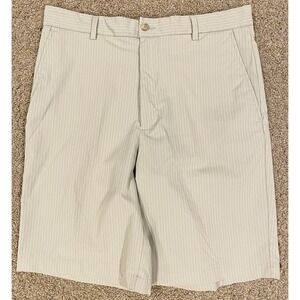 Slazenger‎ Golf Shorts Mens 32" Light Green Striped Chino Long Short Casual